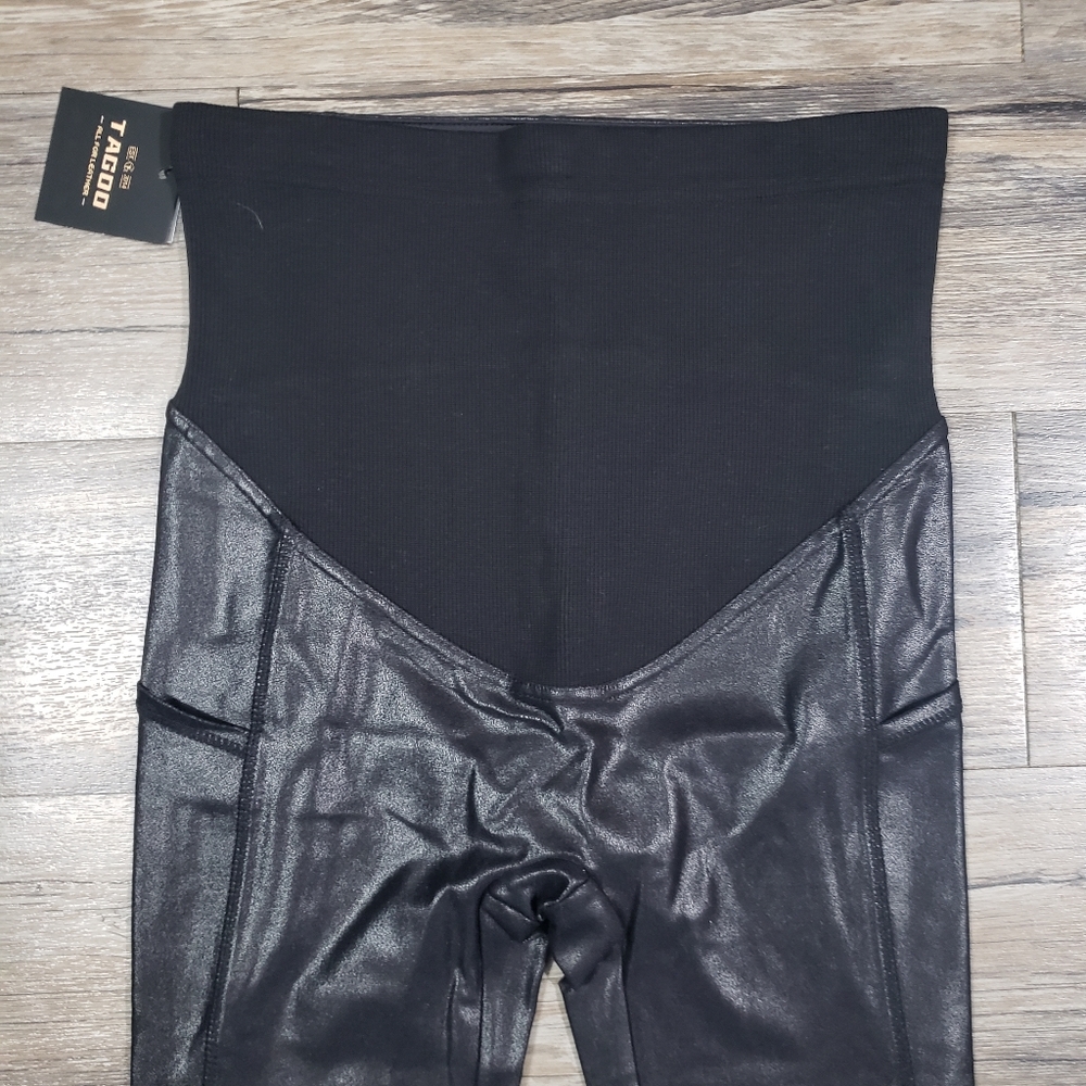 Tagoo faux leather maternity leggings
